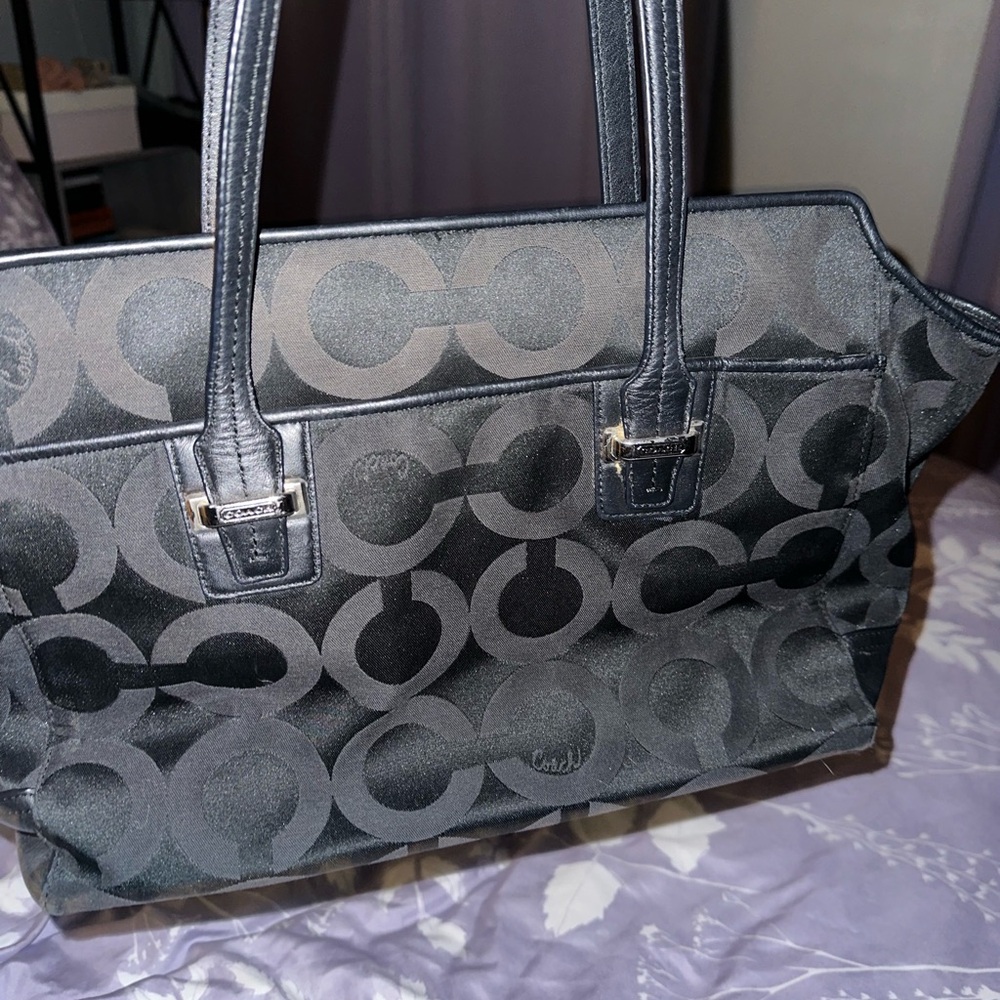 Coach Black and Gray Signature Tote